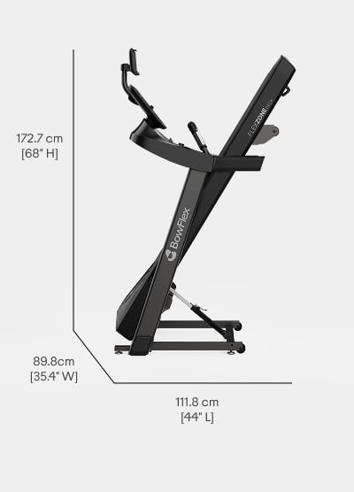T6 Treadmill Folded Dimensions  - Length 111.8 cm, Width 89.8 cm, Height 172.7 cm