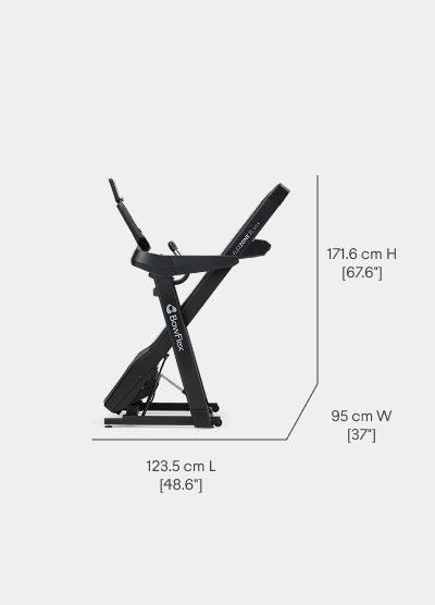 Treadmill 9 Folded Dimensions  - Length 123.5 cm, Width 95 cm, Height 171.6 cm